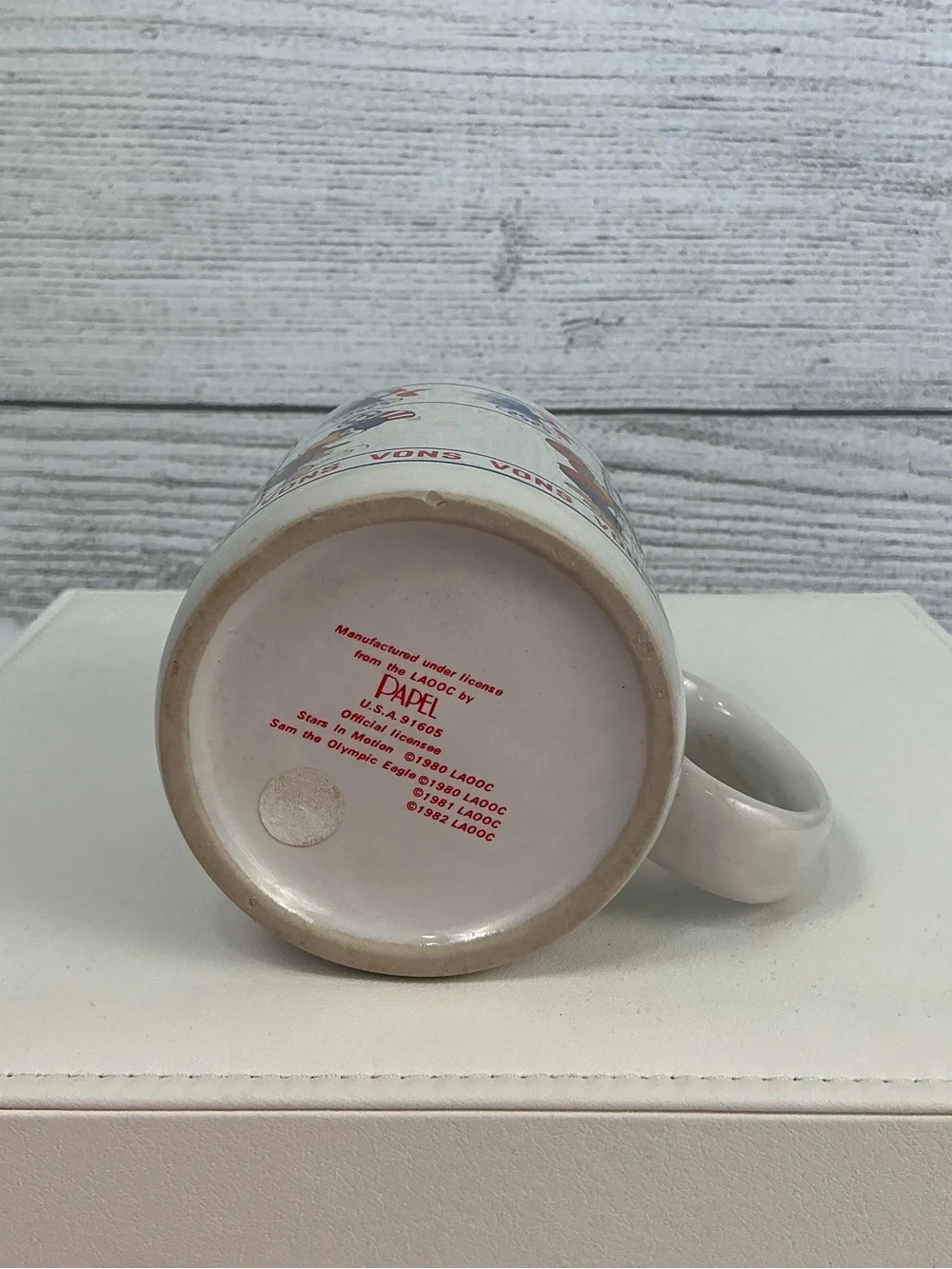 Vons Vintage 1984 Olympic Mascot Coffee Mugs - Set of 3 - Red, White & Blue